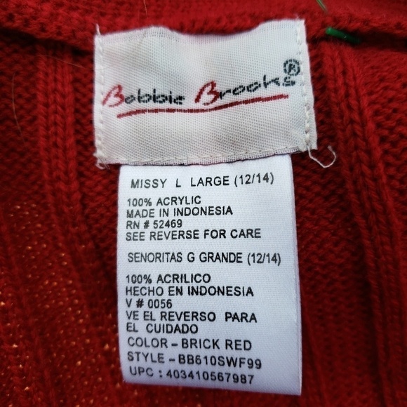 Vintage Bobbie Brooks Mink Collar Cardigan Red Lg Removable Collar - Picture 5 of 8